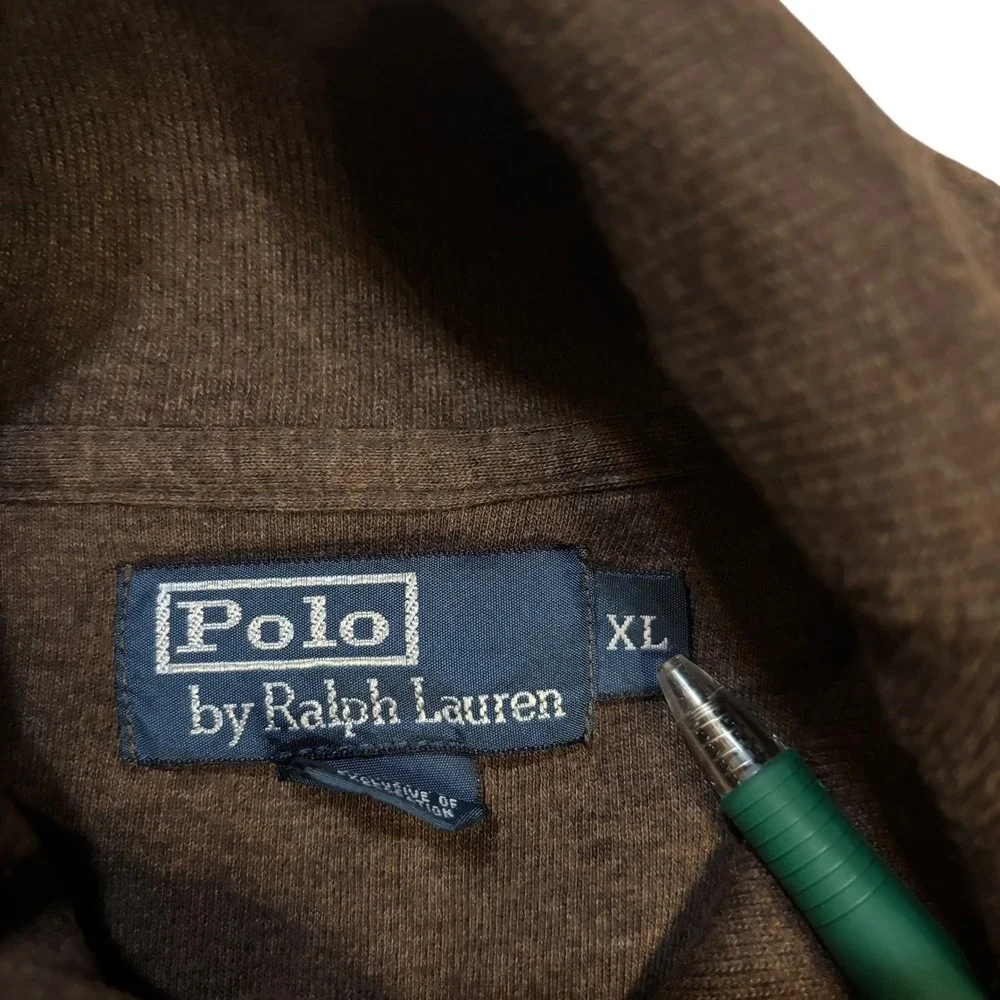 Polo Ralph Lauren Brown Cotton Two Button‎ Shawl Collar Pullover Sweater XL